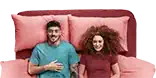 Couple laying on bed