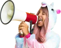 Woman with megaphone