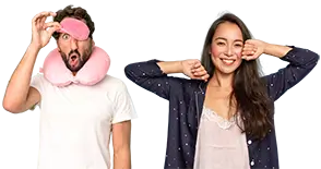 Man wearing sleep mask