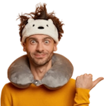 Man wearing sleep mask